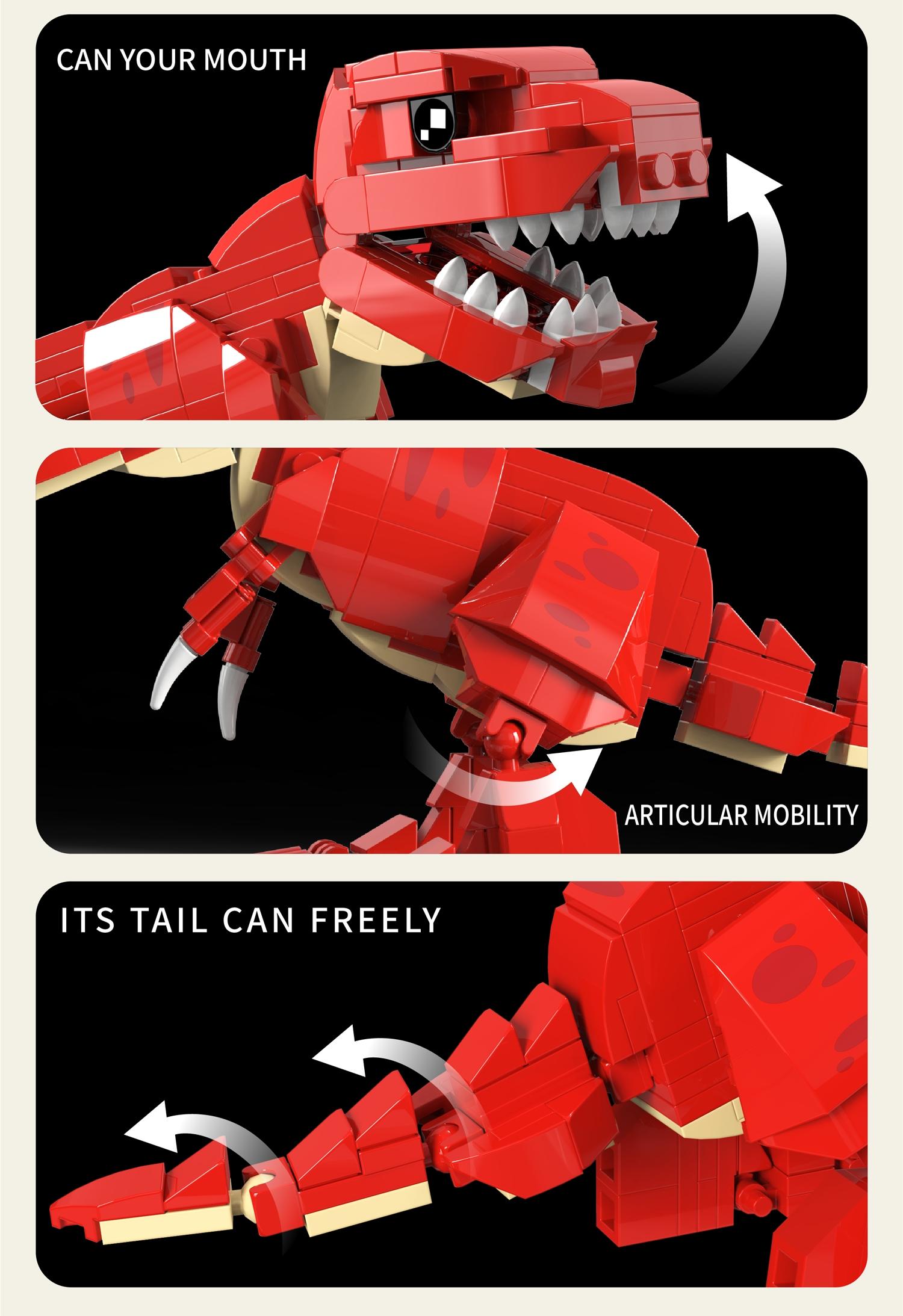 Cute T-Rex Building Block Set DIY Mini Dinosaur Model Desktop Decoration, Fun Creative Gift for Boys Girls Adults, Stress Relief Collectible