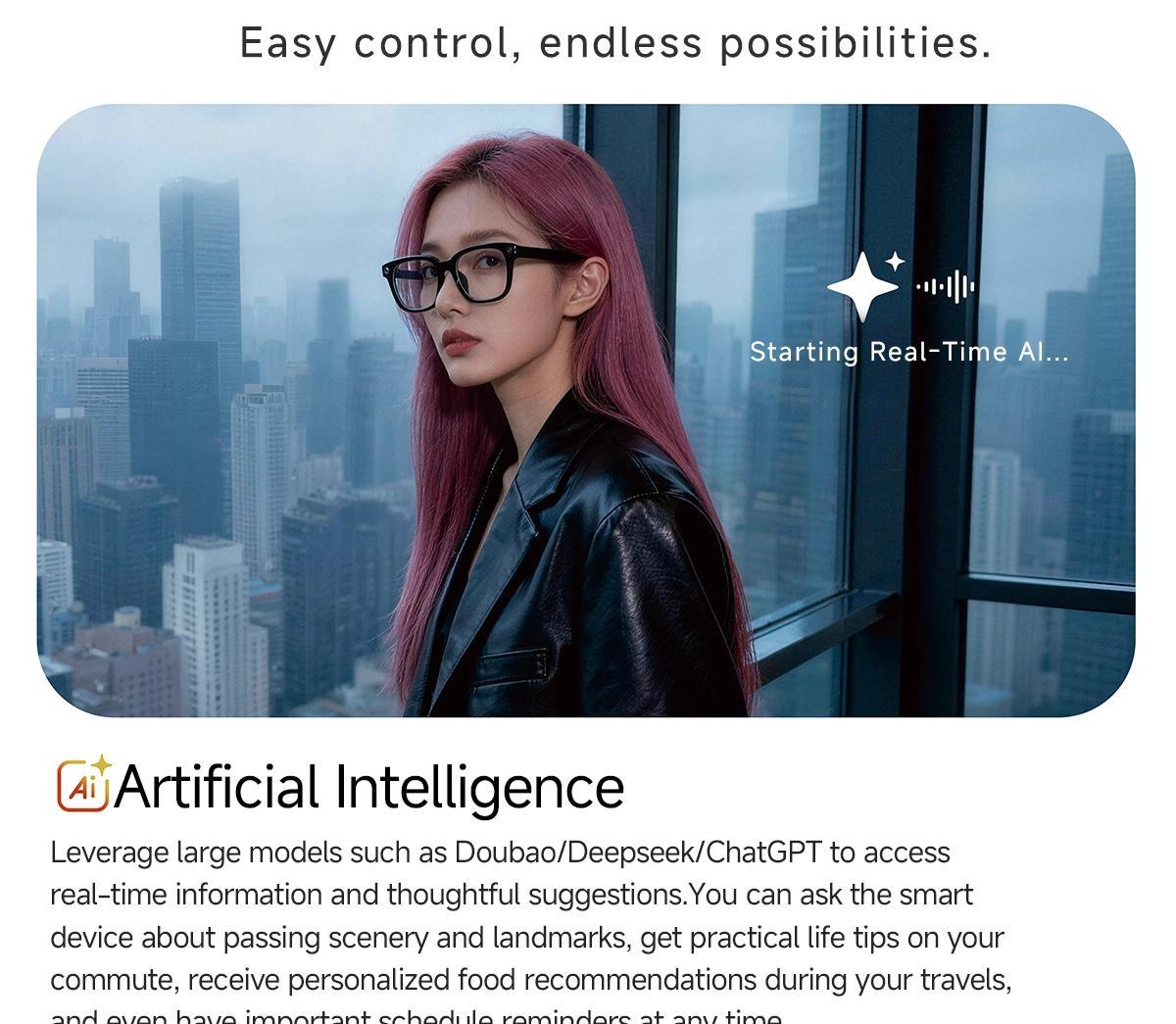 New Mt5 Ultra Ai Smart Glasses, 8mp HD Camera, Voice Recording, Real-Time Translation, Bluetooth-compatible Call, 300mah Battery, 2000mah Charger, Unisex