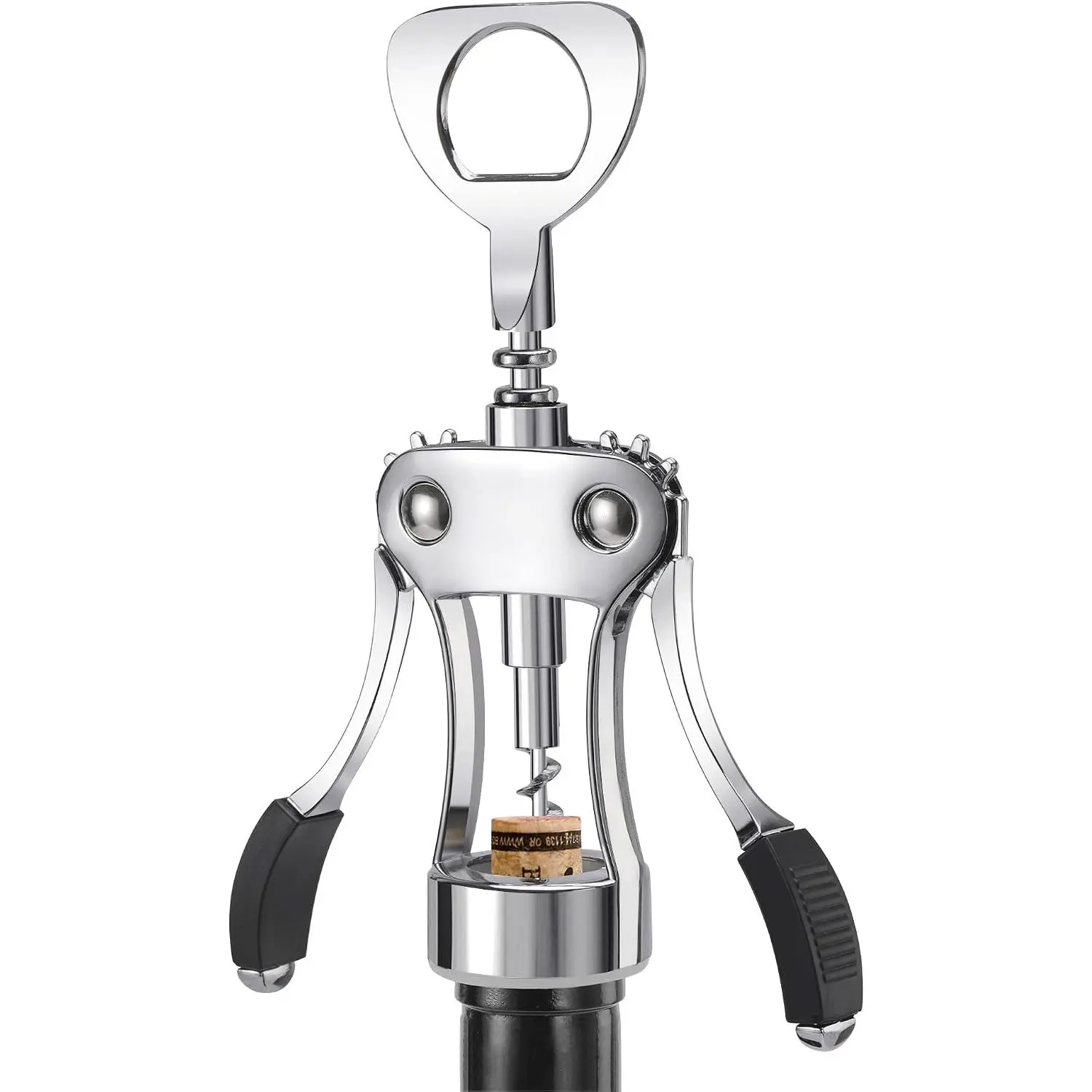 Opener, Heavy-Duty Zinc Alloy Wing Corkscrew,   Bottle Opener, Multifunctional  Accessories with  Handle and  Screw, for Kitchen, Bar, Restaurant ()