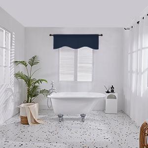 Deconovo Valances for Windows(1 Panel, 42x18|52x18 Inch), Scalloped Short Curtains for Bedroom, Kitchen, Dining Room, Living Room, Bathroom