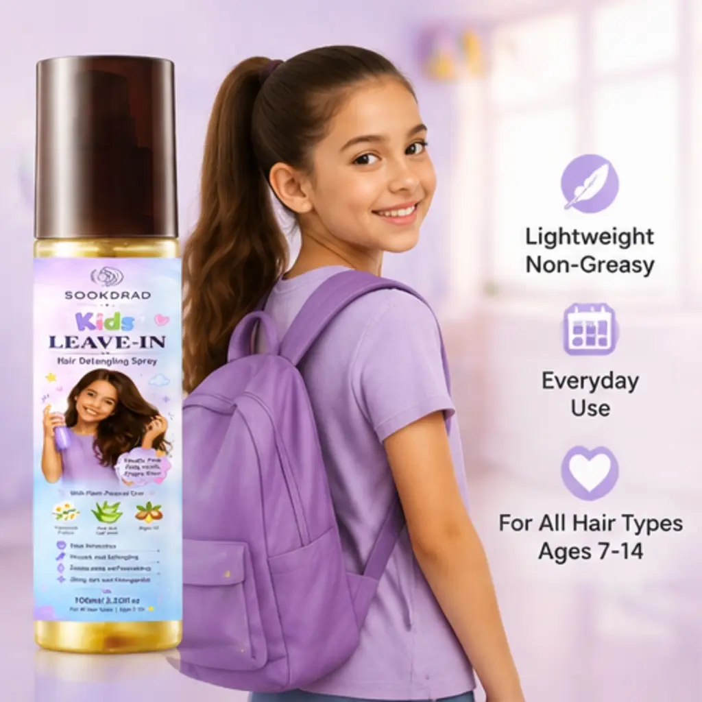 Leave-In Hair Detangling Spray, with Chamomile Extract, Aloe Vera Leaf Juice, Argan Oil, Heat Protection, Smooth and Detangling, Moisturizing and Nourishing, Shiny Soft and Manageable, Tangle-Free,