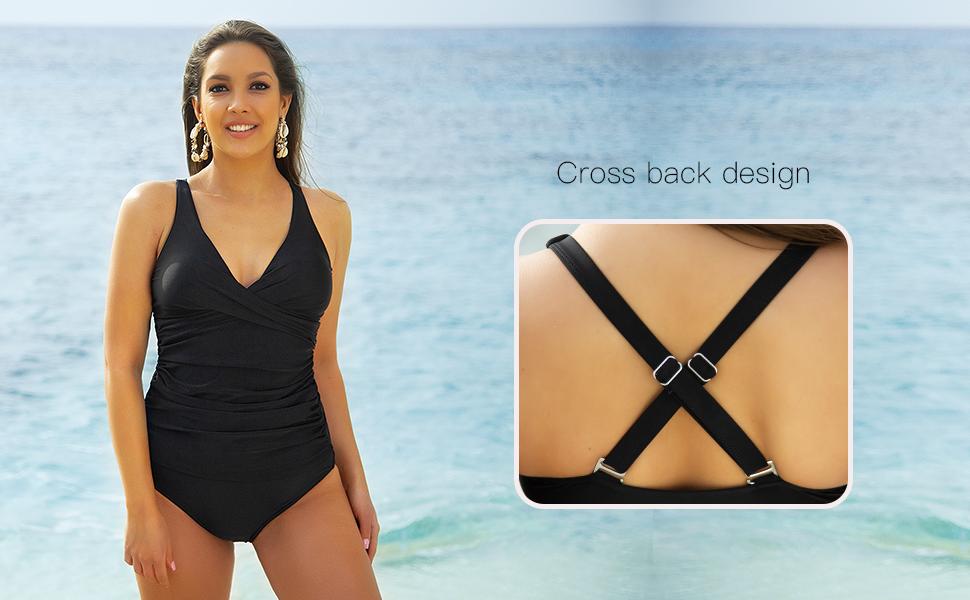 Hilor Women's Tankini Set Bathing Suits Front Twist V Neck Swim Tops Tummy Control Two Piece Bathing Suits Shirred Swimwear