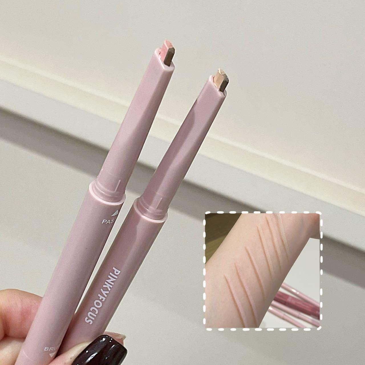 PINKYFOCUS 3D Dual-Color Aegyo-sal Eyeshadow Stick: Multi-purpose for highlighting and contouring, comes with a brush applicator, provides natural color payoff, instantly enlarges eyes, and easily creates a 3D eye makeup look.