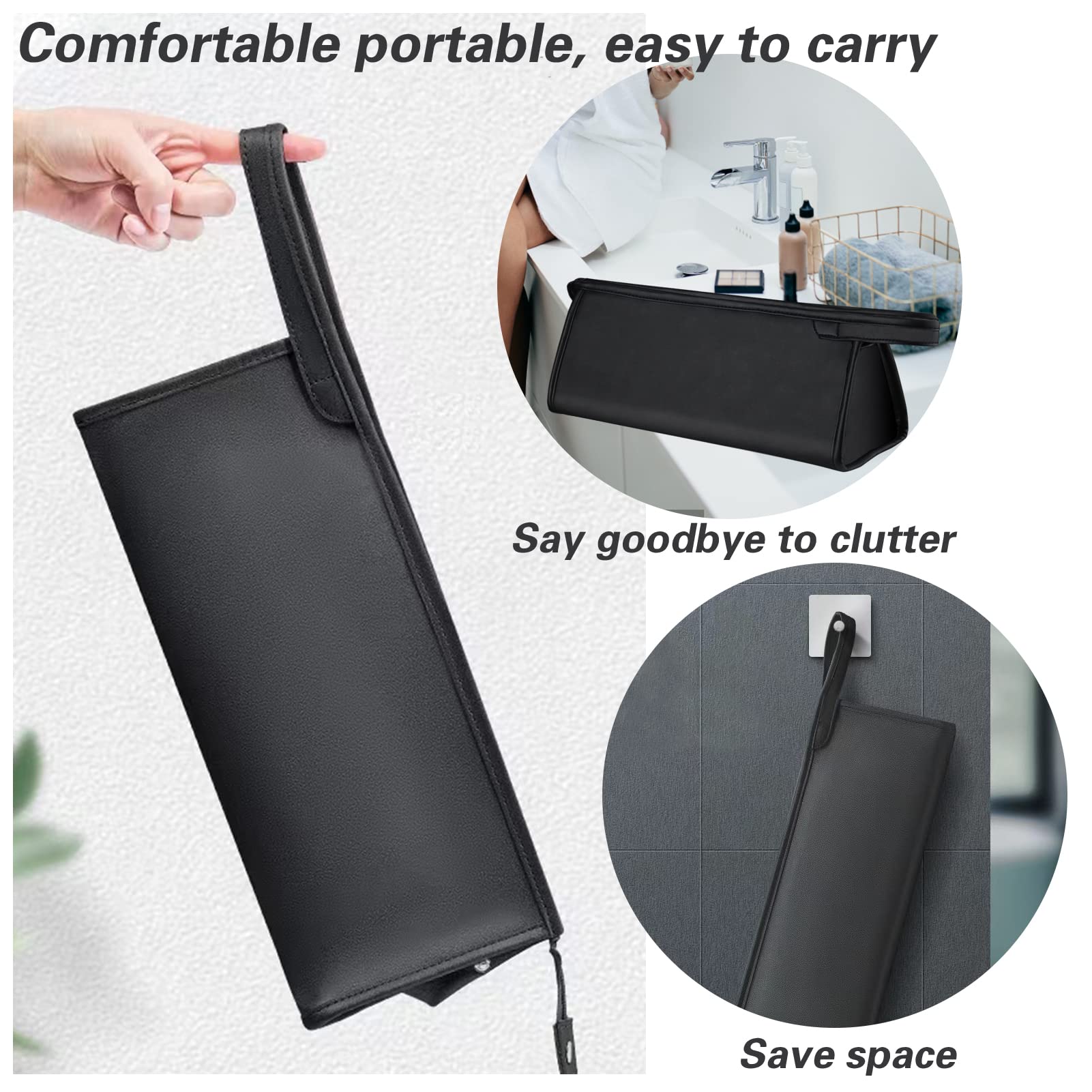 PU Leather Waterproof Storage Bag, Multi-functional Storage Bag for Hair Dryer & Curler, Travel Storage Bag for Dyson Hair Dryer & Curler