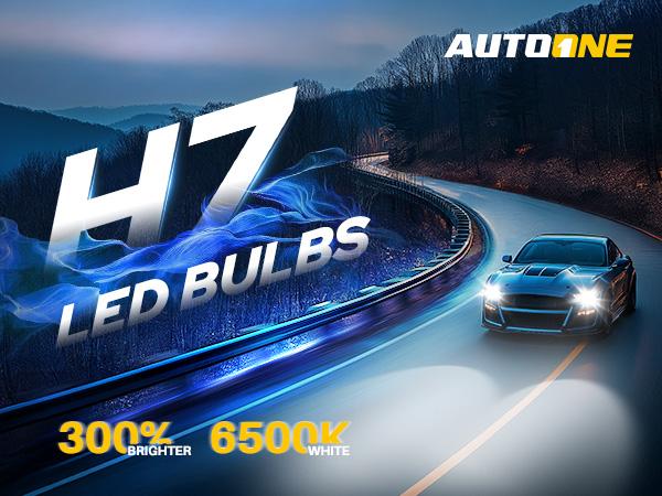 AUTOONE H7 Headlamp Bulbs, 6500K White Super Bright, Real Mini 1:1 Halogen Size, No Adapter Needed, Non-polarity Plug and Play H7LL Fanless Headlight/Fog Replacement Bulb, Pack of 2