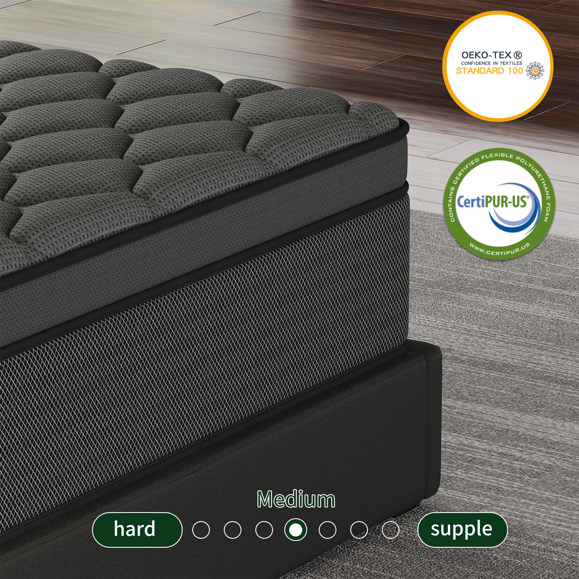BOMASS 12-14 Inch Hybrid Mattress Twin Full Queen King Size Memory Foam InnerSpring Black Gray Mattresses Durable Medium Firm Soft Bed In A Box BOMASS 12-14 Inch Hybrid Mattress Twin Full Queen King Size Memory Foam InnerSpring Black Gray Mattresses Durable Medium Firm Soft Bed In A Box