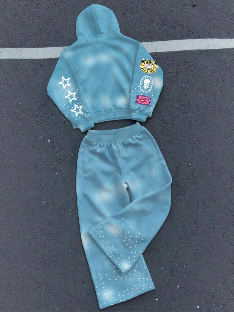 Men's 2-Piece Sportswear Set, Full-Zip Hoodie and Drawstring Pants, Comfortable Casual Wear, Perfect for Outdoor and Relaxing, Streetwear Tracksuit Set