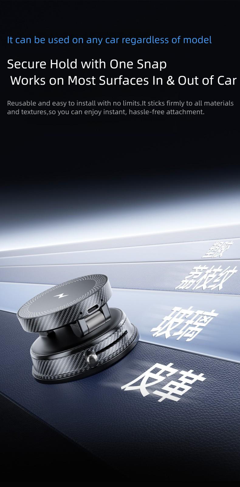 Magnetic Wireless Charging Car Phone Mount, 360 °   Rotatable Universal Holder