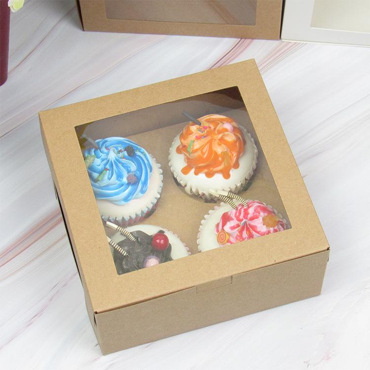 20/15/10/5/1pcs 4/6 Pack Clear Window Muffin Boxes, Kraft Paper Cupcake Containers for Bakery Desserts.needoh.paper plates