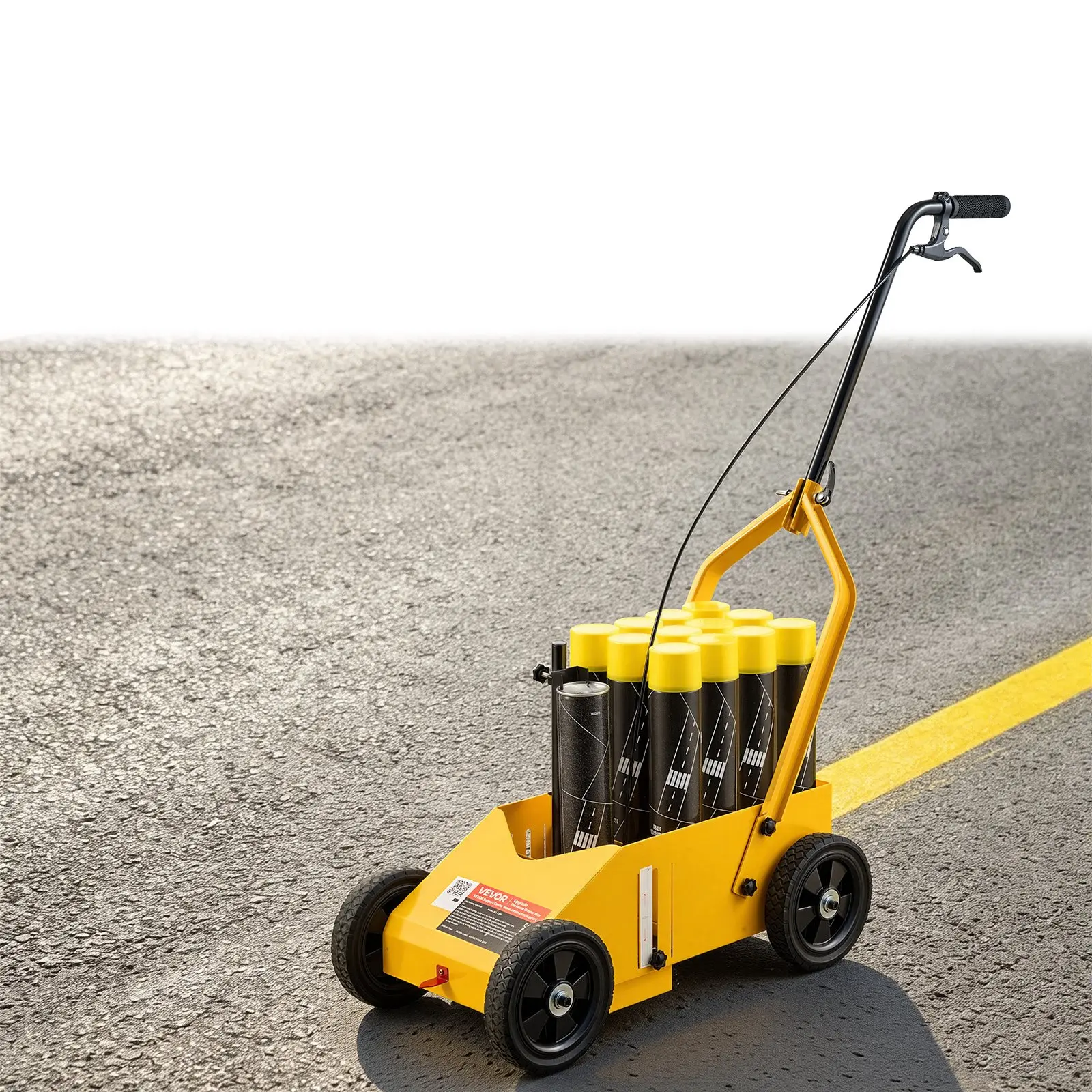 VEVOR Striping Line Marking Machine 12-Can Capacity Yellow with 4 Wheels, Parking Lot Striping Machine, 2 to 4 in Adjustable Line Width, Heavy Duty, Fast and Accurate Marking, with Adapter Nozzle