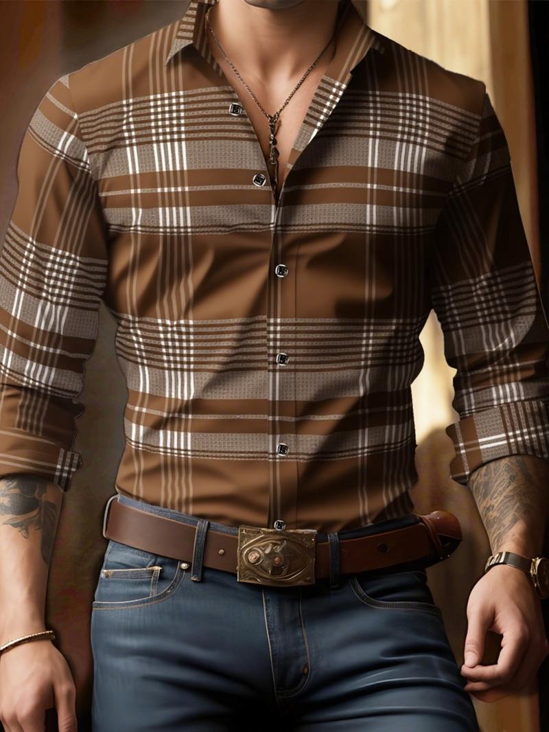 Men's Long Sleeve Casual Shirt, Fashionable Simple Design, Ideal for Dates & Social Events, Perfect Choice for Spring Summer Fall Cs5861 Men's Long Sleeve Casual Shirt, Fashionable Simple Design, Ideal for Dates & Social Events, Perfect Choice for Spring Summer Fall Cs5861