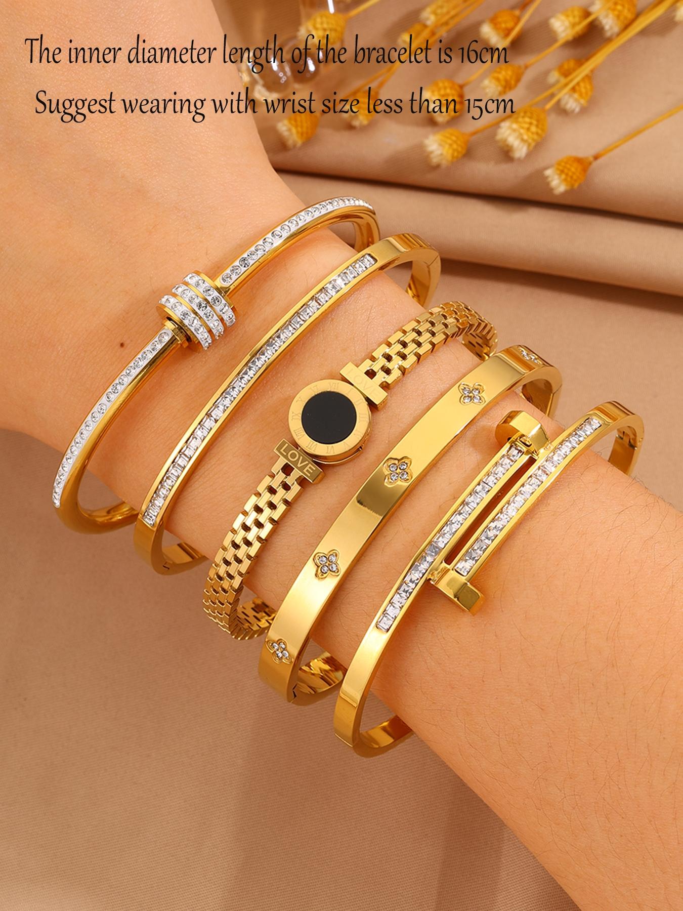 5-piece Set Of Unisex's Elegant and Luxurious 304 Stainless Steel Bracelets with Gift Box, High-quality and Fashionable Items for Christmas Gift, Birthday Gift Box and Stackable Bracelets