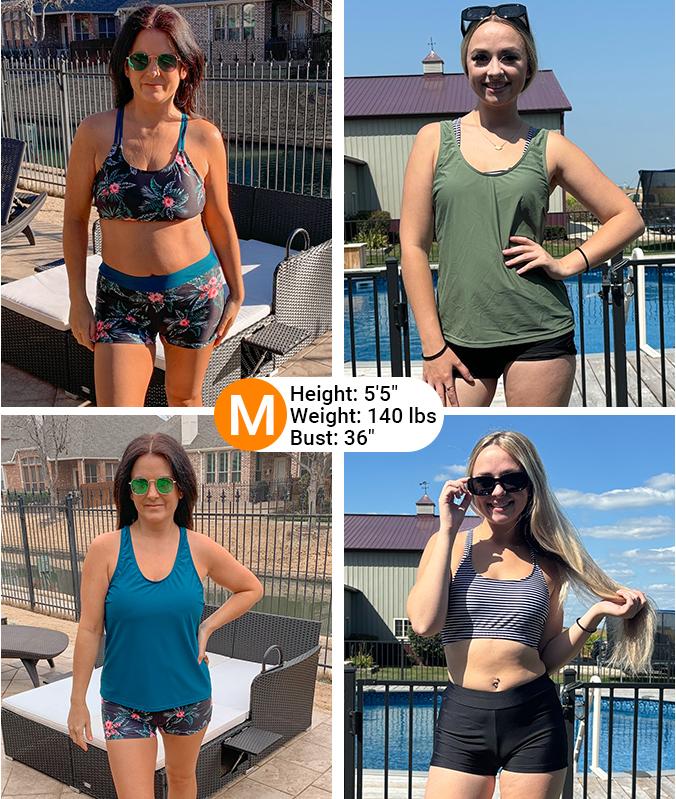 Holipick Three Piece Tankini Set Swimsuits for Women Bathing Suits Swim Tank Top with Bra Boy Shorts Teens Girls Swimwear