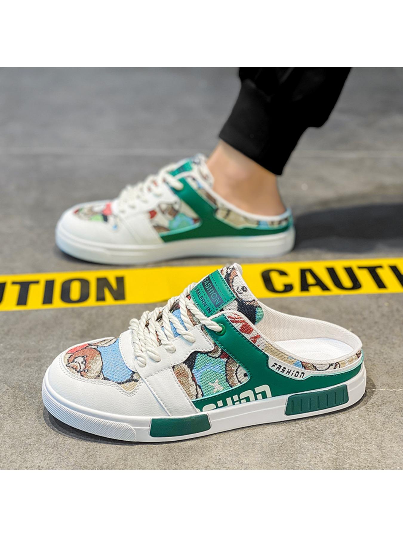 Summer Men's Half Slippers Fashion Large Size Non-Slip Breathable Casual Slippers, Stylish Comfortable Footwear for Daily Wear, Mesh Breathable Slides