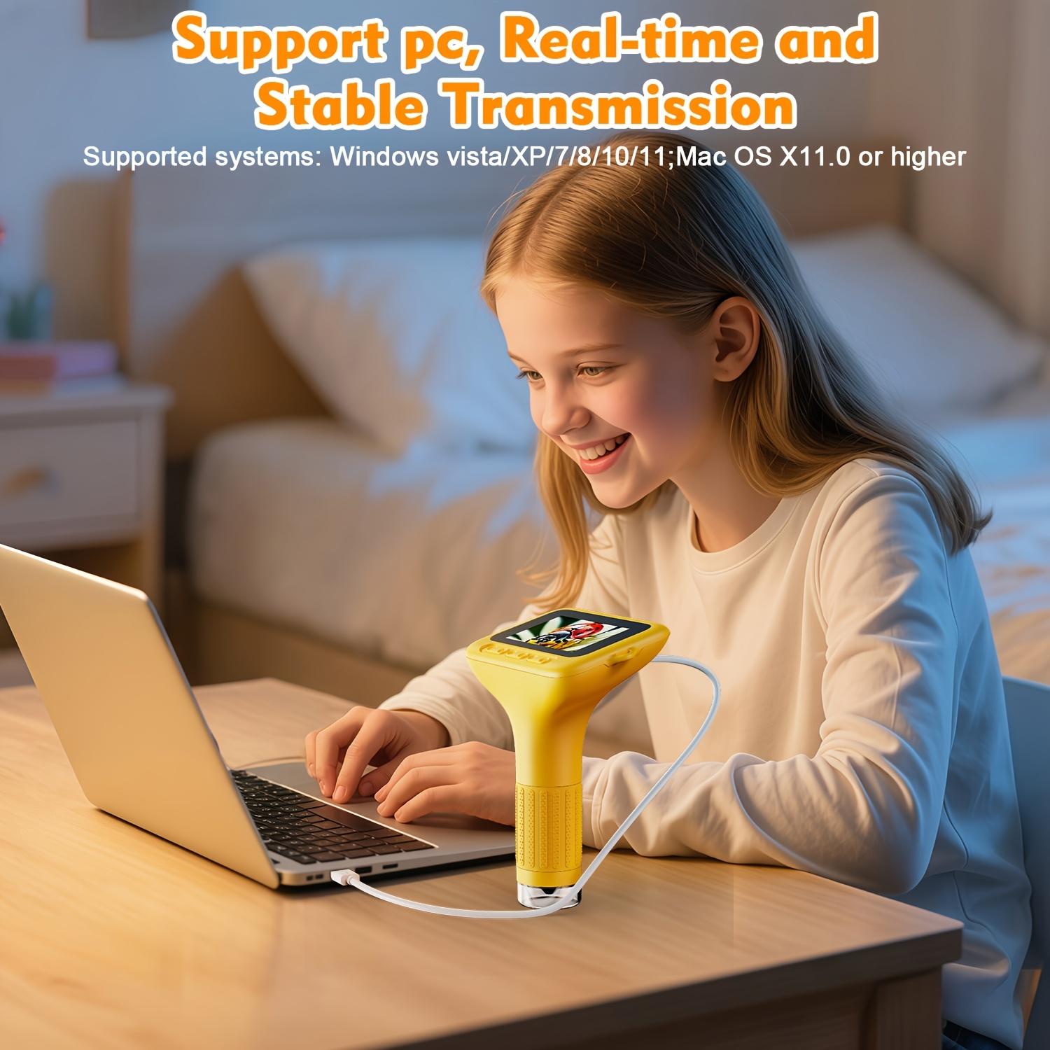 Portable Microscope, Handheld Digital Microscope with 8 Adjustable LED Lights, IPS Screen Electronic Magnifier, Suitable for Children and Adults, LCD Digital Microscope