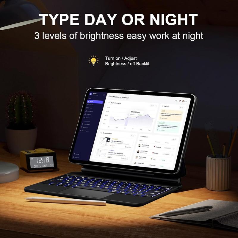 Magic Keyboard Case for iPad Air 13 (M3 2025 / M2 2024)& iPad Pro 12.9 (6th, 5th, 4th Gen), Tablet Keyboard, Magnetic Floating Stand, Slim Trackpad Keyboard with Backlit Keys -Travel Friendly