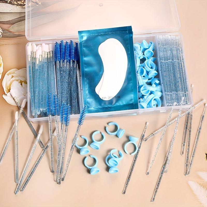 All-In-One False Eyelash Kit with Eye Pad, Lash Glue Rings, Brush & Cotton Swabs, DIY False Eyelashes Application Set, DIY Cluster Lashes