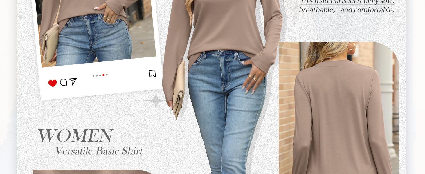 ANRABESS Womens Long Sleeve Shirts V Neck Dressy Casual Blouse Loose Fit Tunic Tops 2025 Fall Trendy Outfits