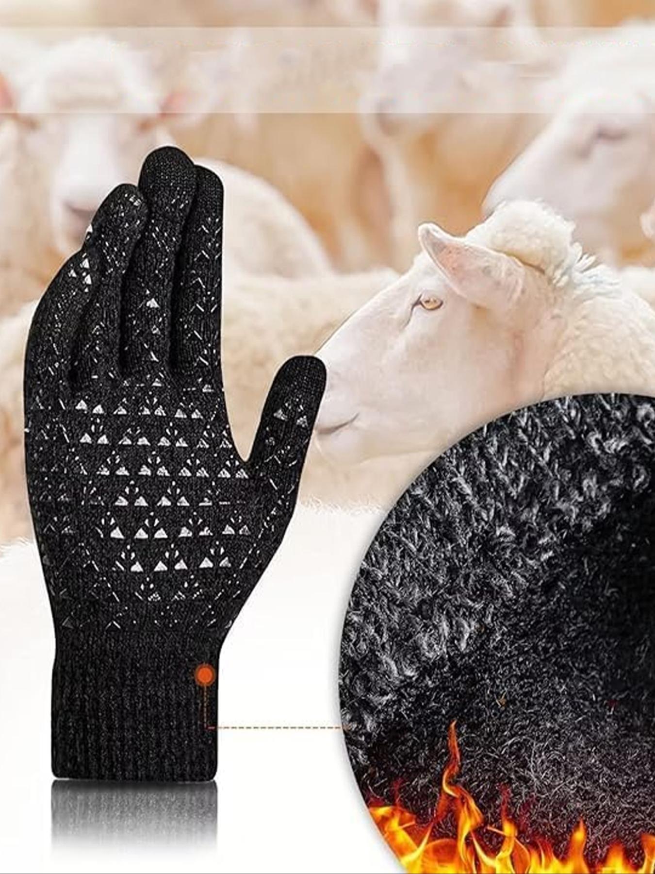 Warm Winter Touchscreen Gloves, Fitted Knit Mitts with Elastic Cuff, Casual Style for Fall & Winter, Unisex Texting Gloves