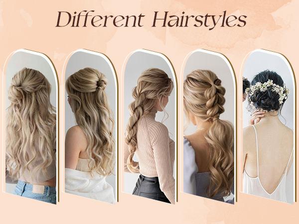 FESHFEN Clip in Hair Extensions - 4 PCS Long Wavy Thick Clip in Hairpieces Full Head Natural Soft Synthetic Hair Extension for Women