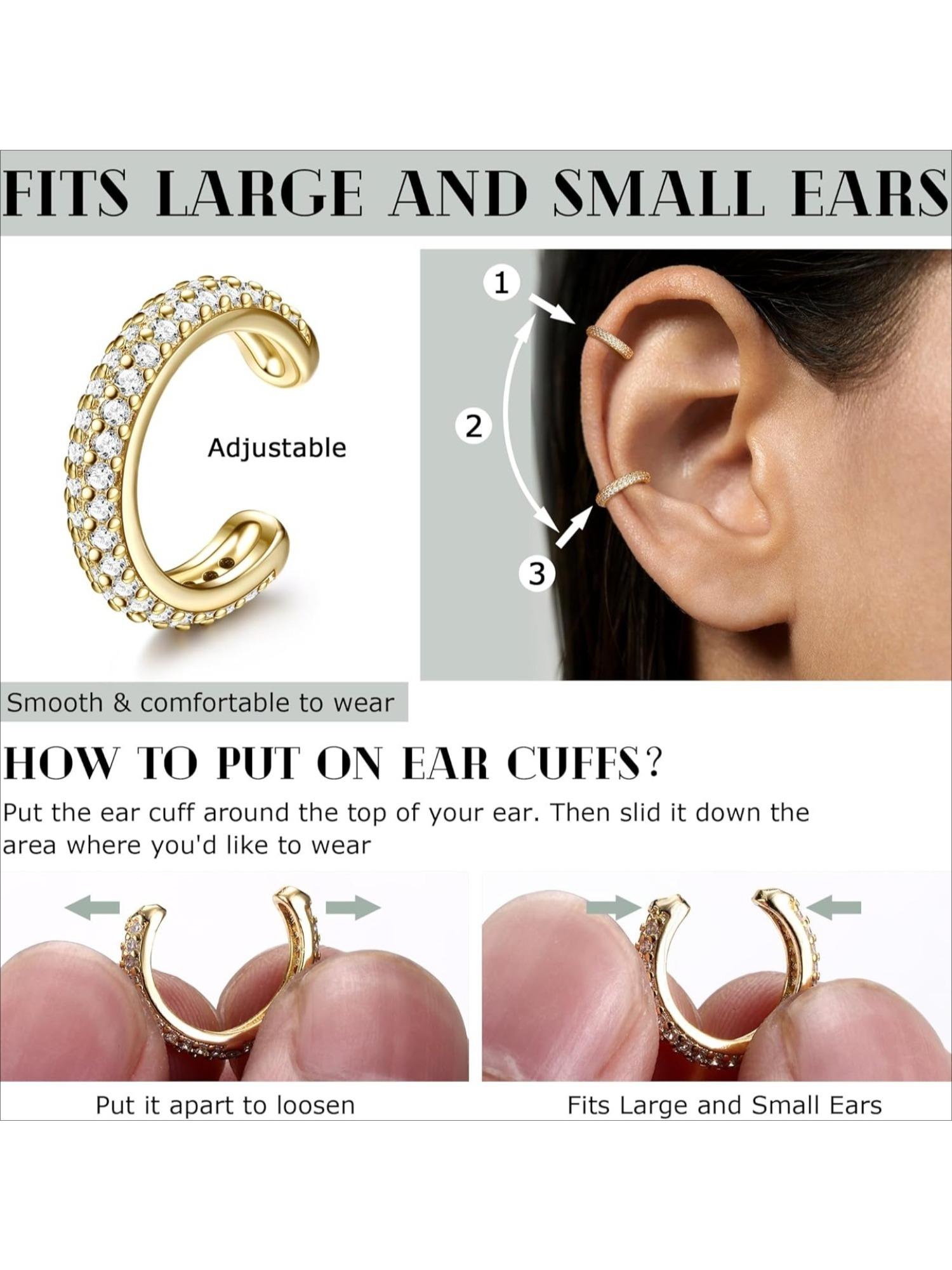 4 Pcs Minimalist Golden Silvery Non Pierced Ear Cuff Set for Women Men Adjustable Clip on Cartilage Earrings Lightweight Design Classic Simple Appearance Delicate Fake Ear Accessories for Daily Holiday Festival Party Exquisite Jewelry for Non Pierced Ears
