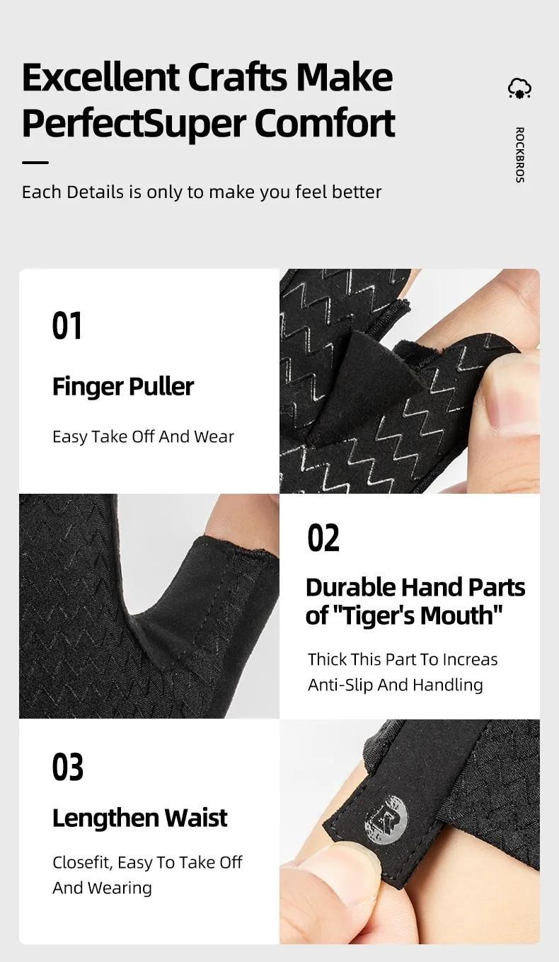 ROCKBROS Cycling Gloves Bike Gloves Biking Gloves for Men and Women Half Finger MTB Road Bicycle Gloves - Absorbing Gel Pad Anti-Slip Breathable Motorcycle Mountain Bike Gloves Unisex