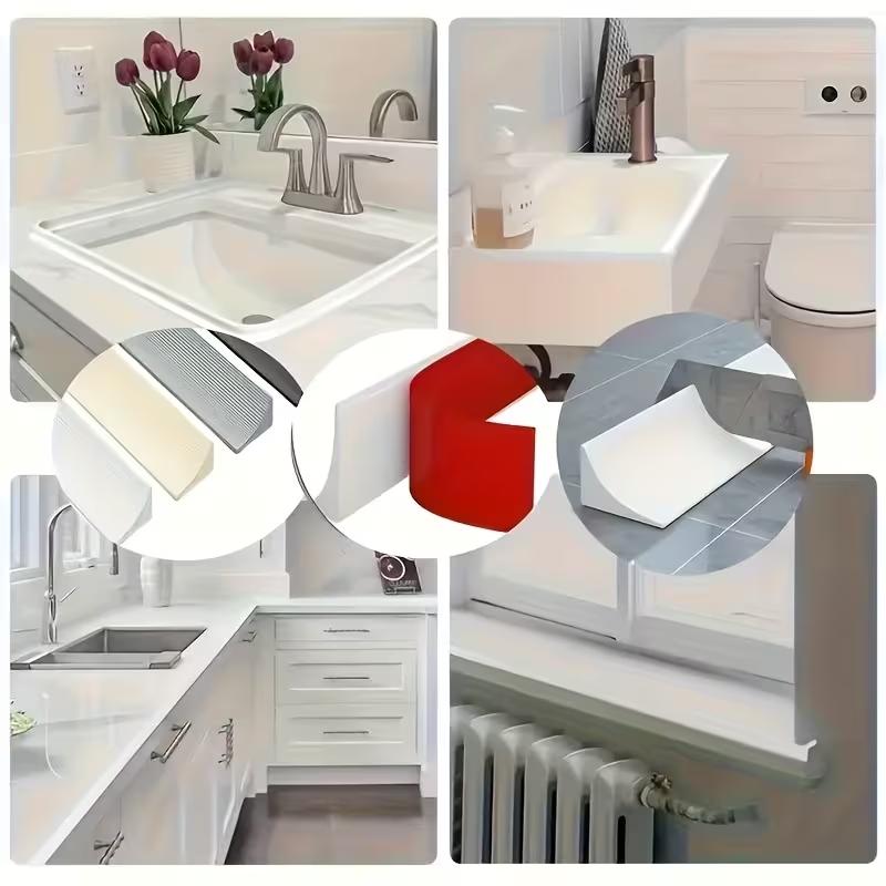 A 1-Meter Long Countertop Bathroom Waterproof Strip, Kitchen Sink Waterproof Strip, Made Of Sturdy And Flexible Bathroom Waterproof Strip, Suitable For Sinks And Countertops, Classic Style
