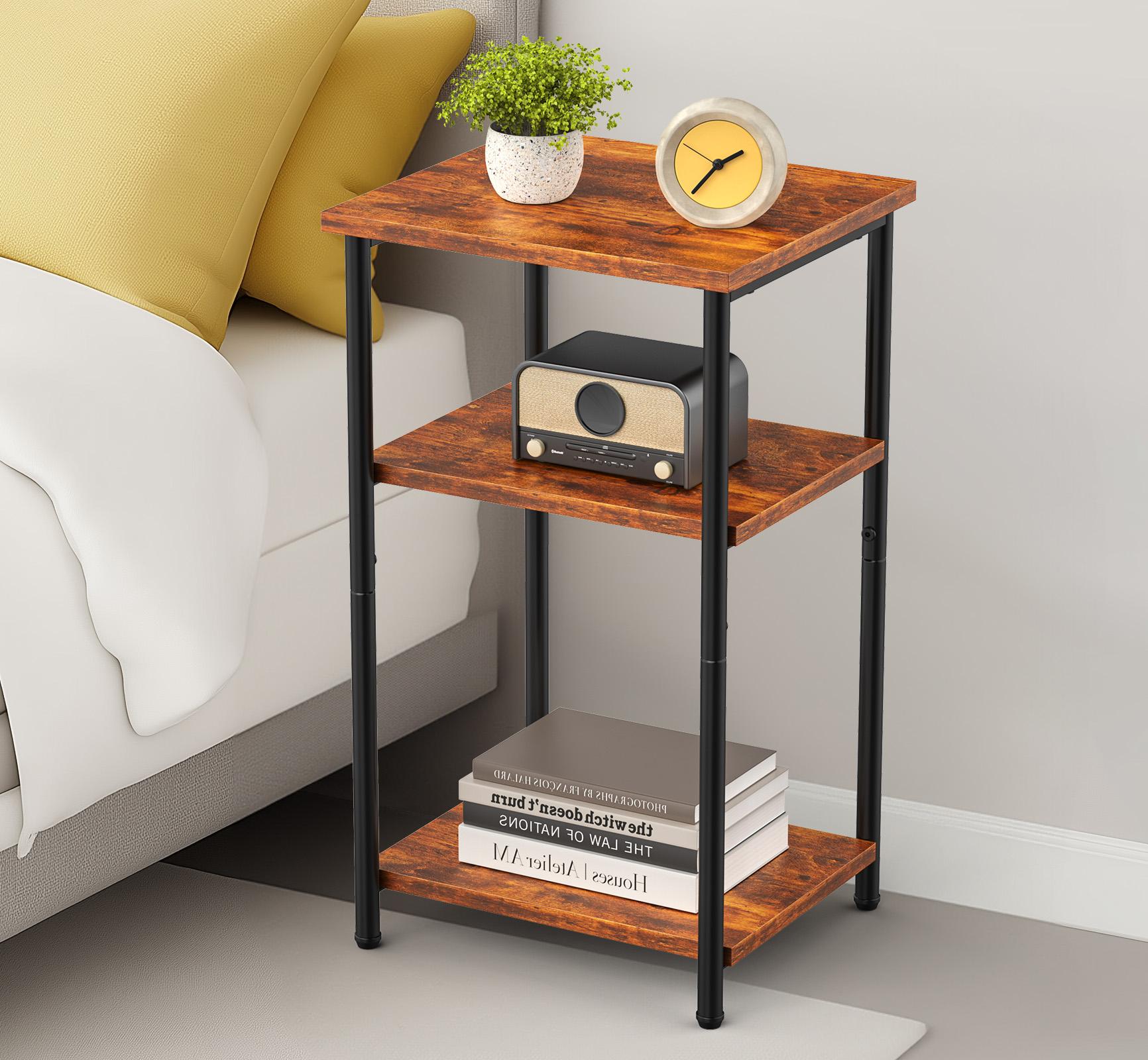 3 Layer Coffee Table with Adjustable Height Small Bedside Storage Shelf for Bedroom   Office Space Saving Entry Side Table Nightstand Mini Table Stylish Home Decor Modern Bedroom table