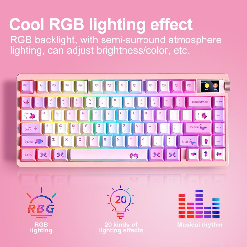 Aula Nova 75 Gaming Mechanical Keyboard, Triple Mode 80 Keys, Hot Swappable, HD Smart Screen with Knob, RGB Lighting, Compatible Windows/MAC/iOS, USB-C/ BT/ 2.4GHz, Lighted Mechanical Keyboard, Gaming PC Accessories