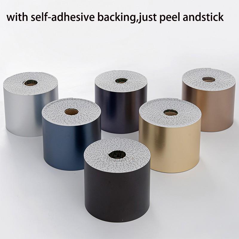 2 Rolls Self-Adhesive Baseboard Trim, Waterproof Moisture-Resistant No Drill Wall Corner Strip, Anti-Mold Floor Line Wallpaper for Kitchen Bathroom Living Room