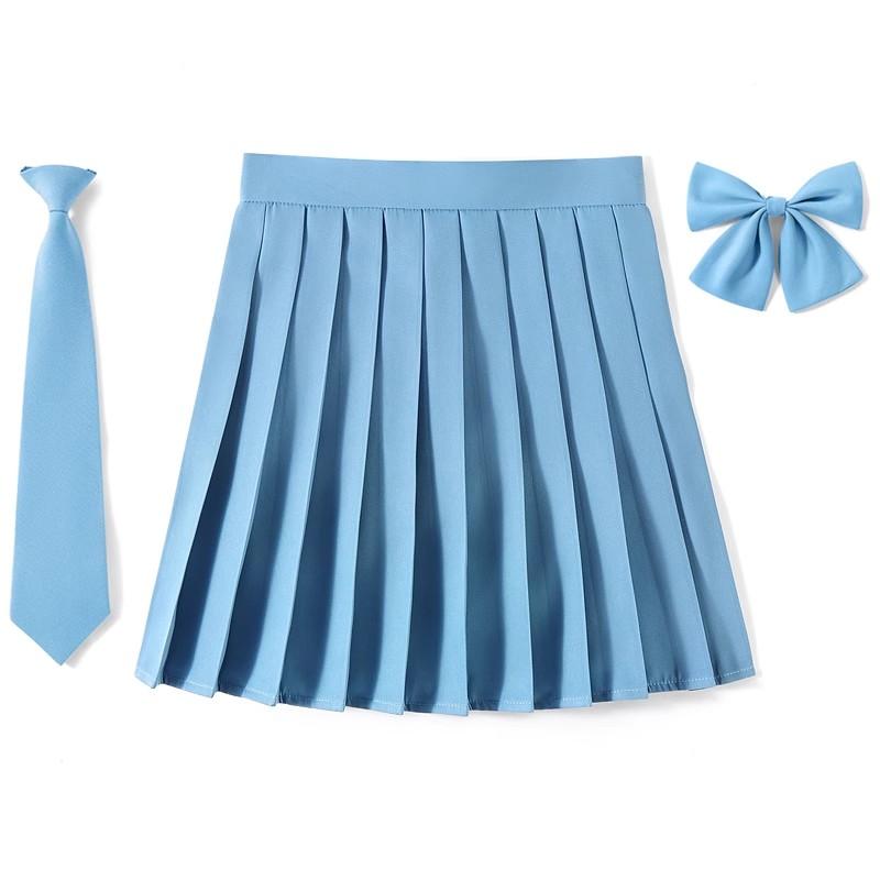 2025 Preppy Style Pleated Skirt Woman High Waist A-Line School Skater Mini Skirt Girl JK Uniform Skirt With Match Necktie Bowtie