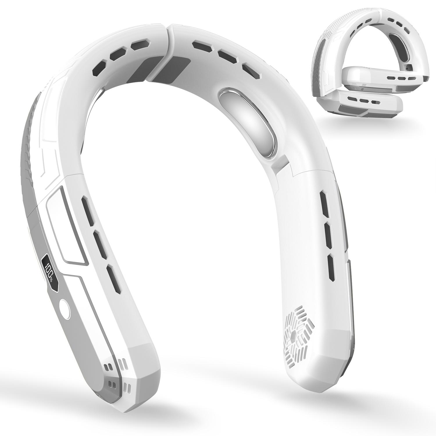 New D26 Portable Neck Fan, Hands-Free Leafless Personal Fan, Three-Speed Rechargeable USB Cooler, 360° Hanging Design, Office & Travel Use