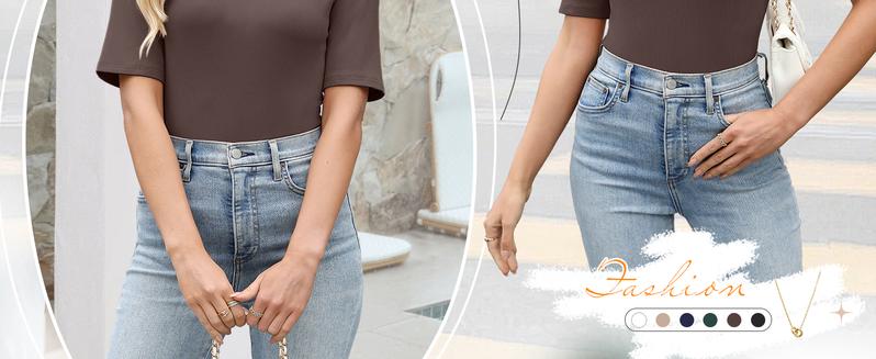 ANRABESS Womens Half Sleeve Crewneck Tops Ribbed Knit Slim Fit Shirts Basic Tee 2025 Spring Summer Dressy Casual T-Shirts