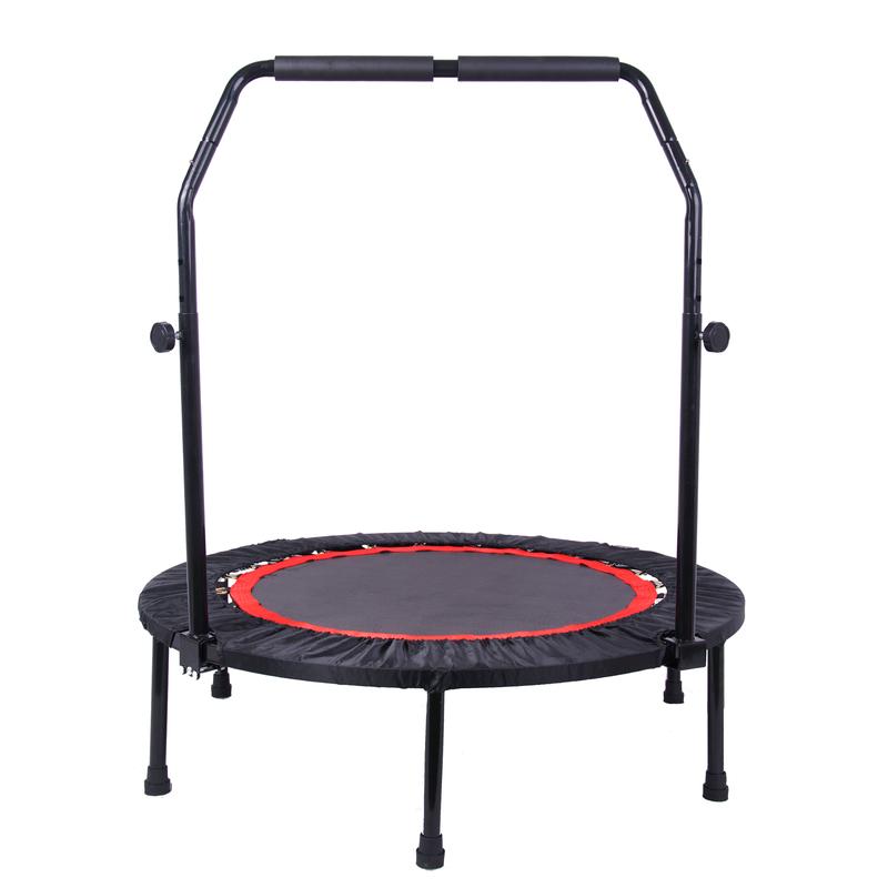 40'' Foldable Mini Trampoline Max Load 330lbs Fitness Rebounder With Adjustable Foam Handle Exercise Trampoline For Adults Indoor Garden Workout