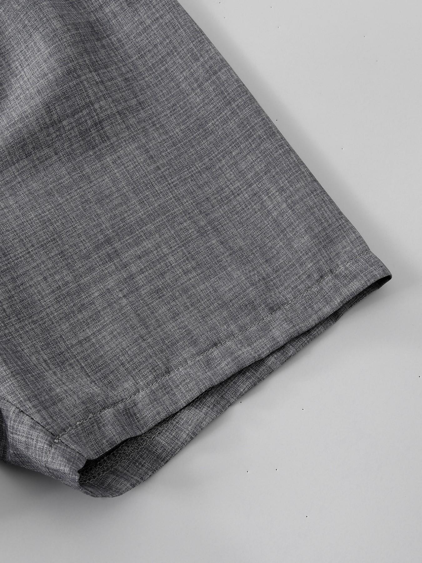 Boys' Summer Fashion Set, Stand Collar Short Sleeve Shirt with Button Half Open Front, Pocket Design, Lightweight Comfortable Shorts, 2-Piece Set