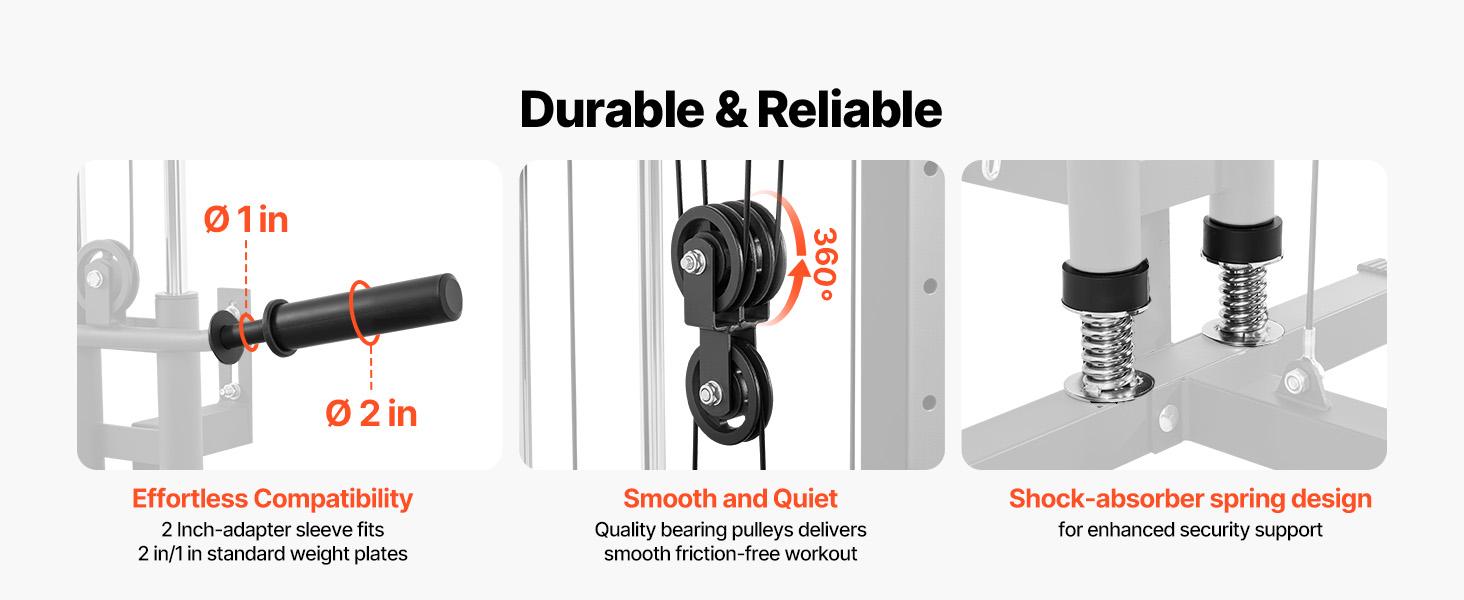 VEVOR LAT Pull Down Machine, 3-in-1 Row Cable Machine, Cable Machines Home Gym with 18-Level Height Adjustment, Wall-Mount Design, Load 500 lbs Lat Tower for Full-Body Workouts, Single-Arm Training