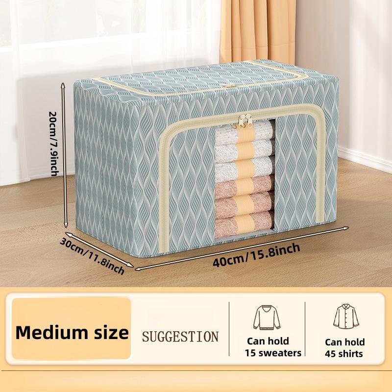 Large Capacity Stackable Storage Box, Waterproof Fabric Organizer for Bedroom Dorm Closet, Durable Folding Frame, Easy Access Zipper