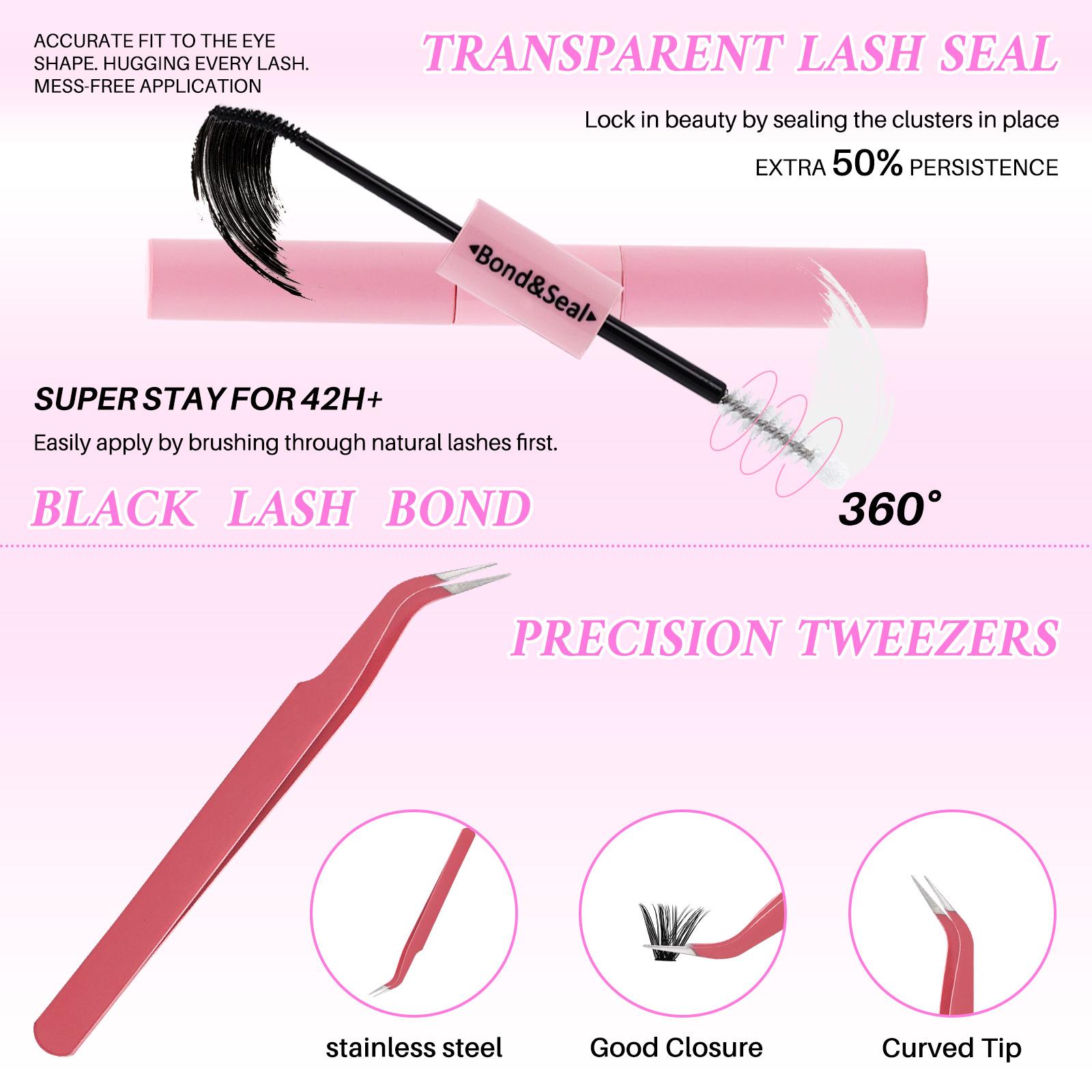 640PCS 20D40D60D80D Individual False Cluster Book Kit High Capacity Individual Lashes 9-16mm Mixed D Curl Natural Look Wispy Soft And Comfortable False Eyelashes Long-Lasting Individual Lashes Kit With Lash Bond&Seal And Tweezers And Lash Brush