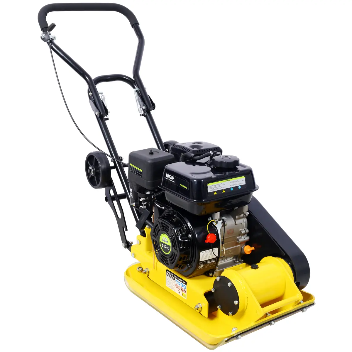 Aobtkel7.0HP 5500VPM MAX Gas Vibration Compaction Force 20 x 14 inch Plate Compactor w/Built-in Wheel,EPA compliant