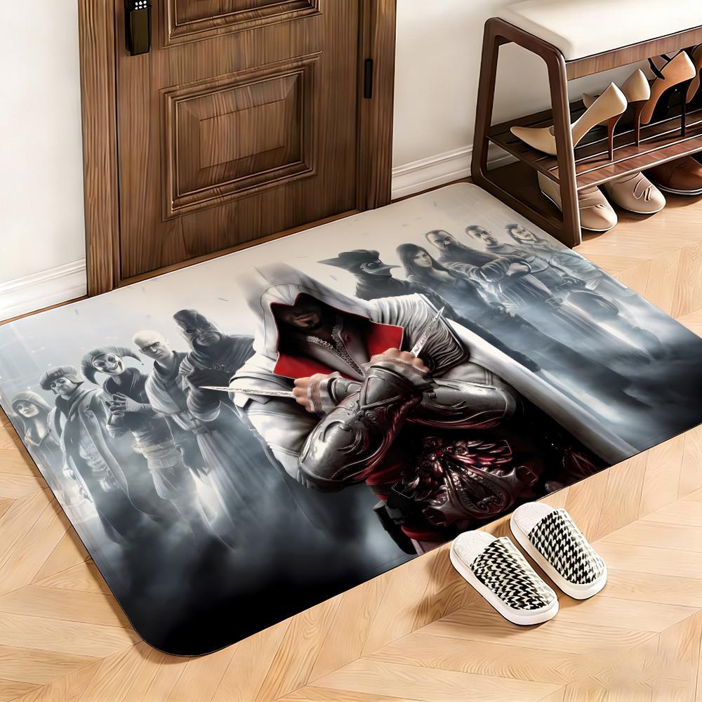 Action Assassin's Creed Floor Mat This soft flannel mat provides a cozy Soft flannel mat with quick water absorption, non-slip and durable. Easy to clean, ideal for bathroom and entryway use.