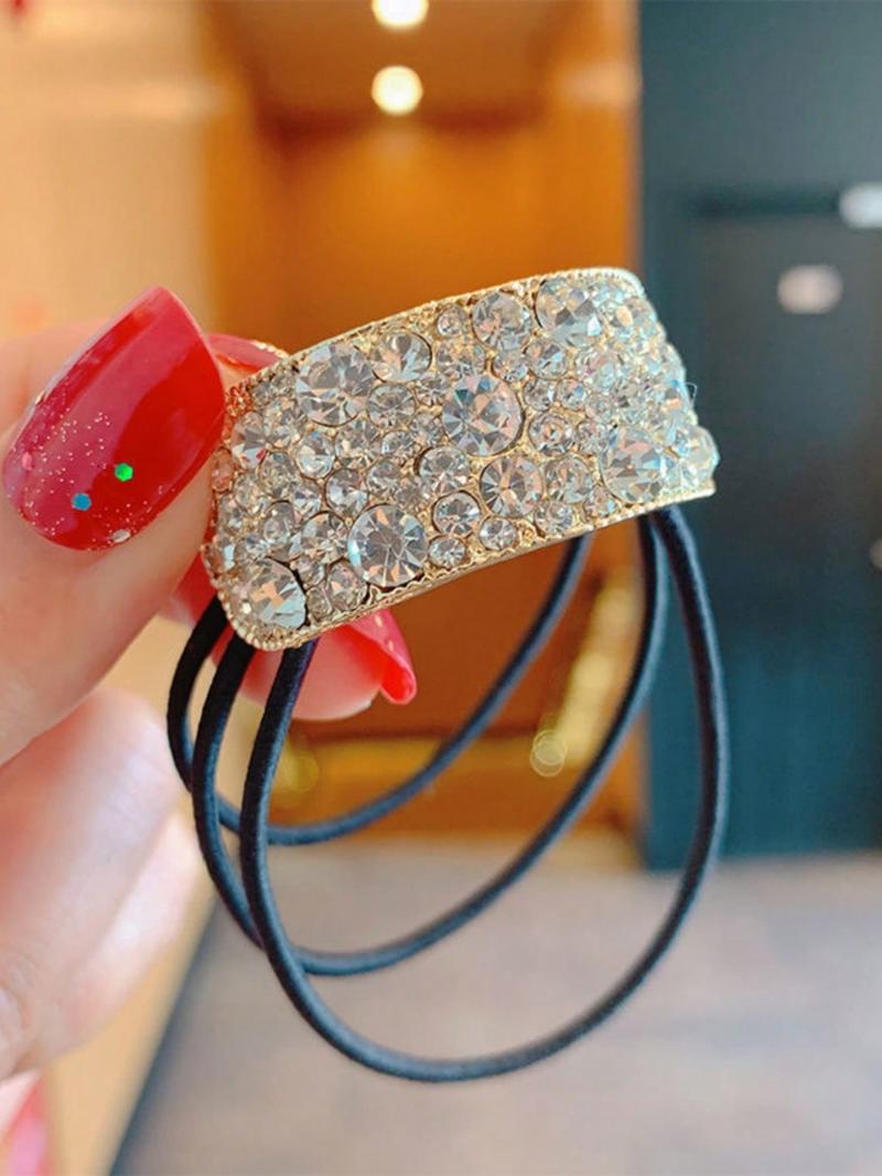 2pcs Shiny Crystal Rhinestone Stretchy Ponytail Holder, Sturdy Elastic Band Adds Fashionable Sparkle To Hairstyle, Hair Bobble, Hair Tie ,Hair Accessories, Ponytail Holders, Hair Elastics, Hair Rubber Bands, Hair Bobbles ,Hair Rope Hairbands
