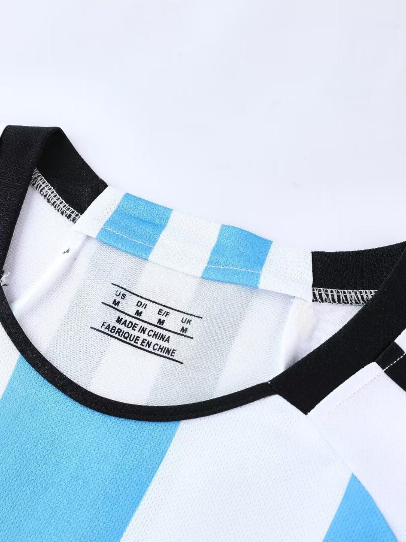 Kids' Breathable Sports Set, Messi 10 Fan Stripe Football Jersey, Christmas Gift for Boys & Girls, Training Wear Short Sleeve & Shorts