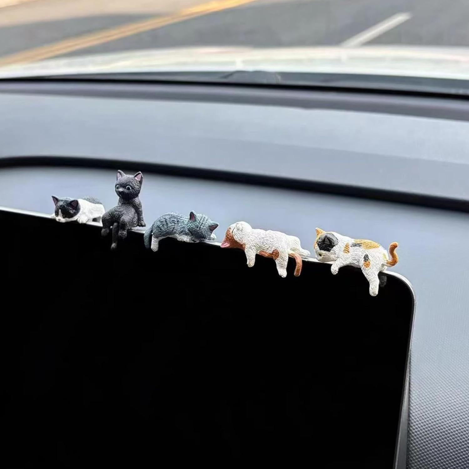 Mini Cat Figurines, PVC Computer Monitor Decor, Cute Kitty Screen and TV Accessories, Ideal for Home Office & Car Decoration