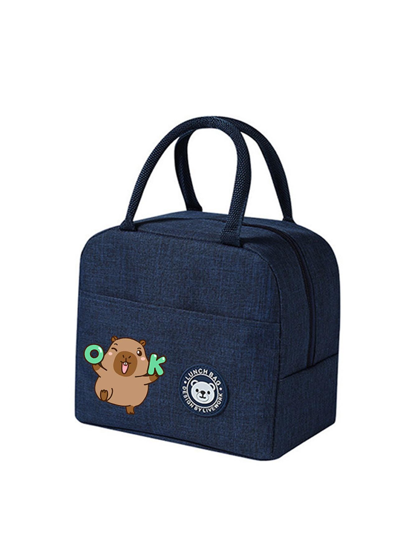 1Pc Capybara Portable Insulated Lunch Bag Thermal Bento Bag Lunch Box Tote Bag For Work School