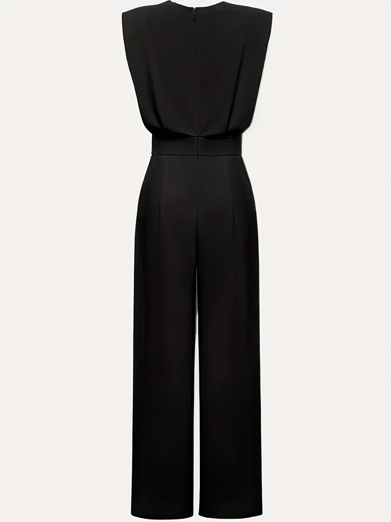 Women's Solid Color Sleeveless Jumpsuit, Elegant Fashion Casual Commuter Jumpsuit for Daily Outdoor Wear, Women Jumpsuit for Summer