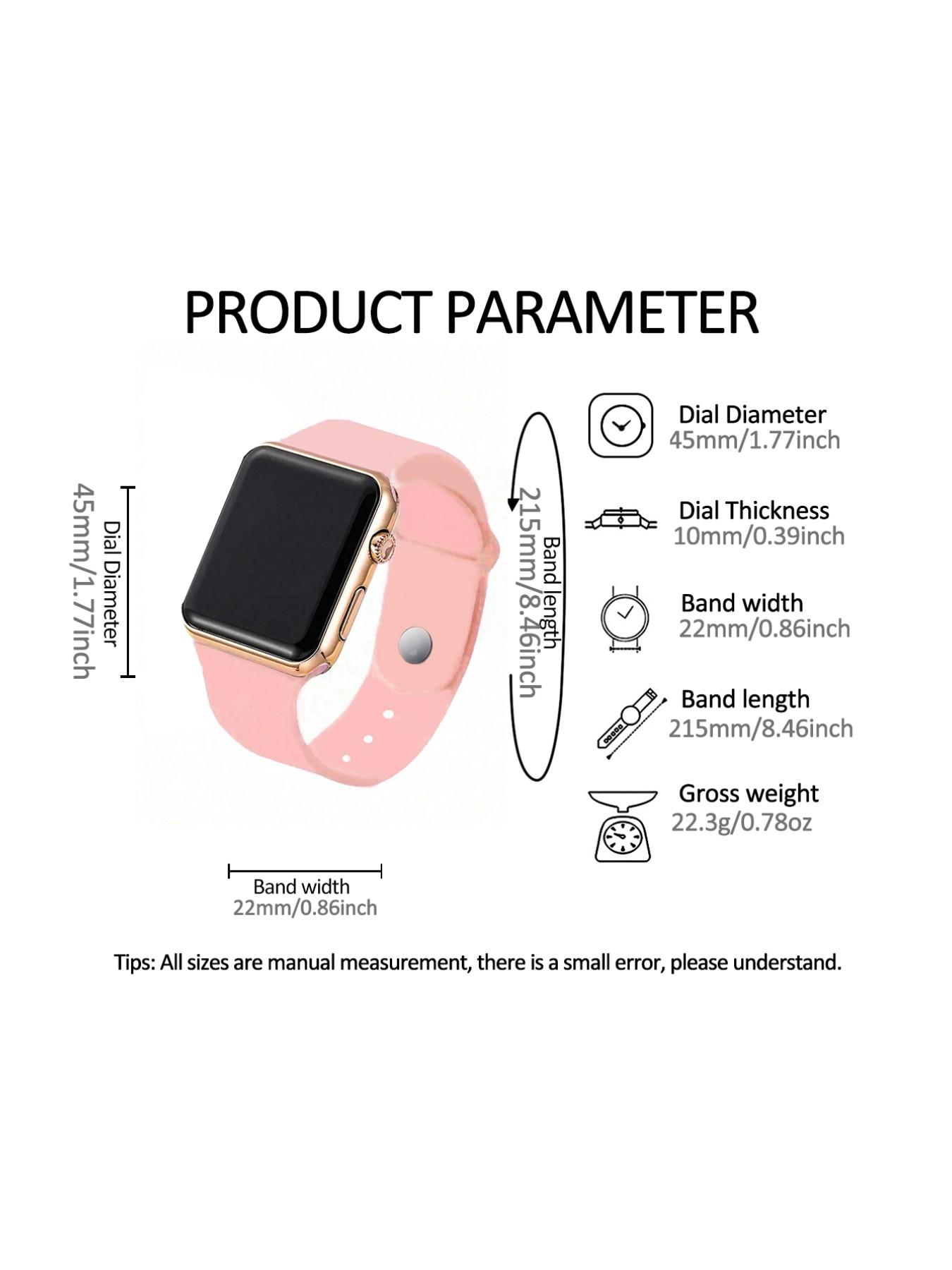 Mother's Day Gift Men Women Electronic Watch Set, Silicone Strap LED Digital Display, Casual Analog-Digital Wristwatch, Square Watch, Perfect Gift for Him Her
