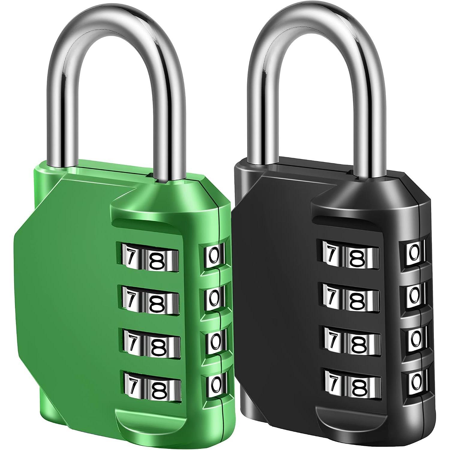 Combination Lock, 4 Digit Padlock for School Gym  Locker, Fence, Toolbox, Case, Hasp Cabinet Storage (2 Pack, Black)