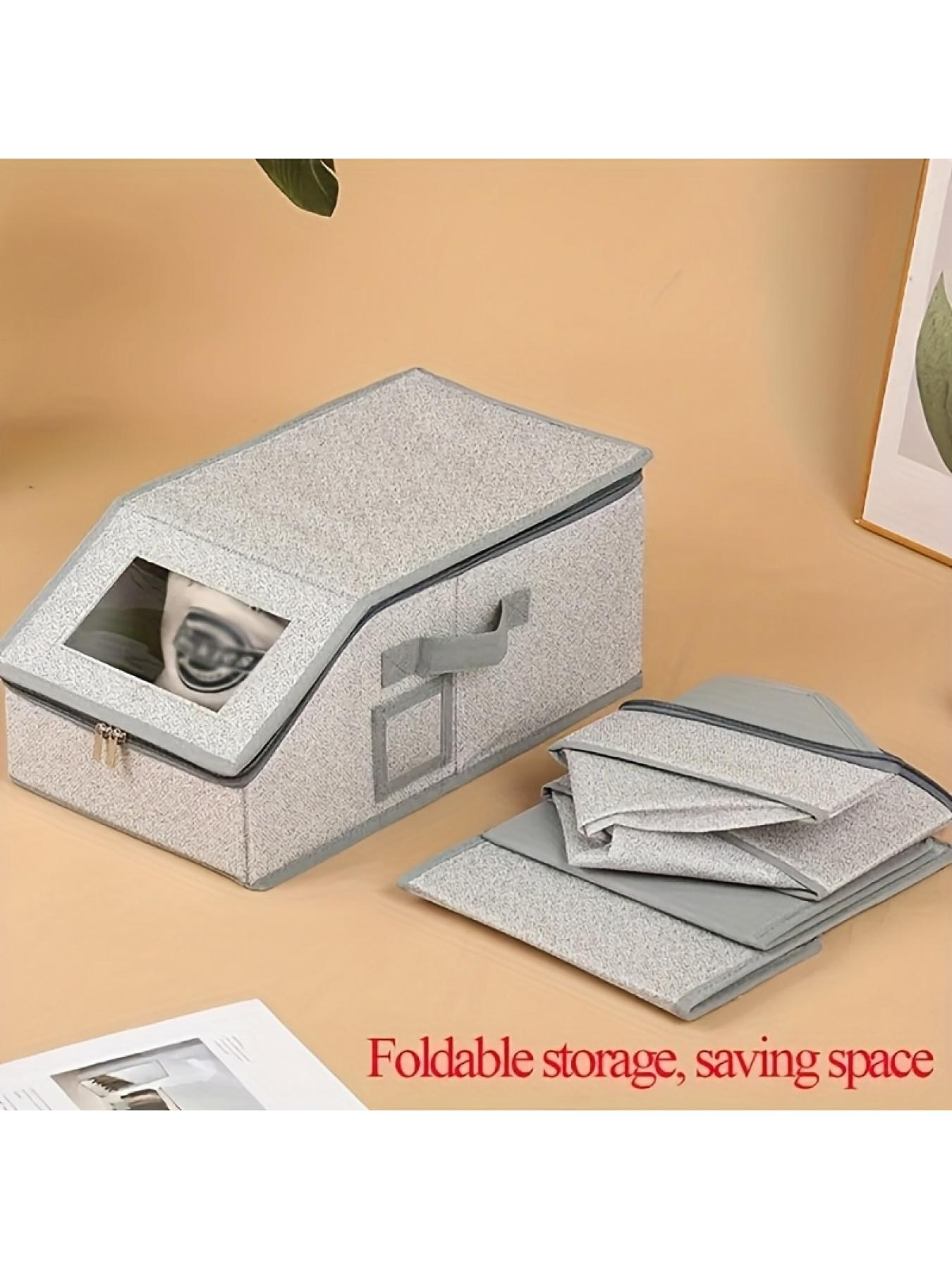 2 Pcs Large Capacity Foldable Storage Boxes with Dual Handles, Flip-Top Organizer Bins, Space-Saving, Sturdy Construction, Perfect for Storing Various Items
