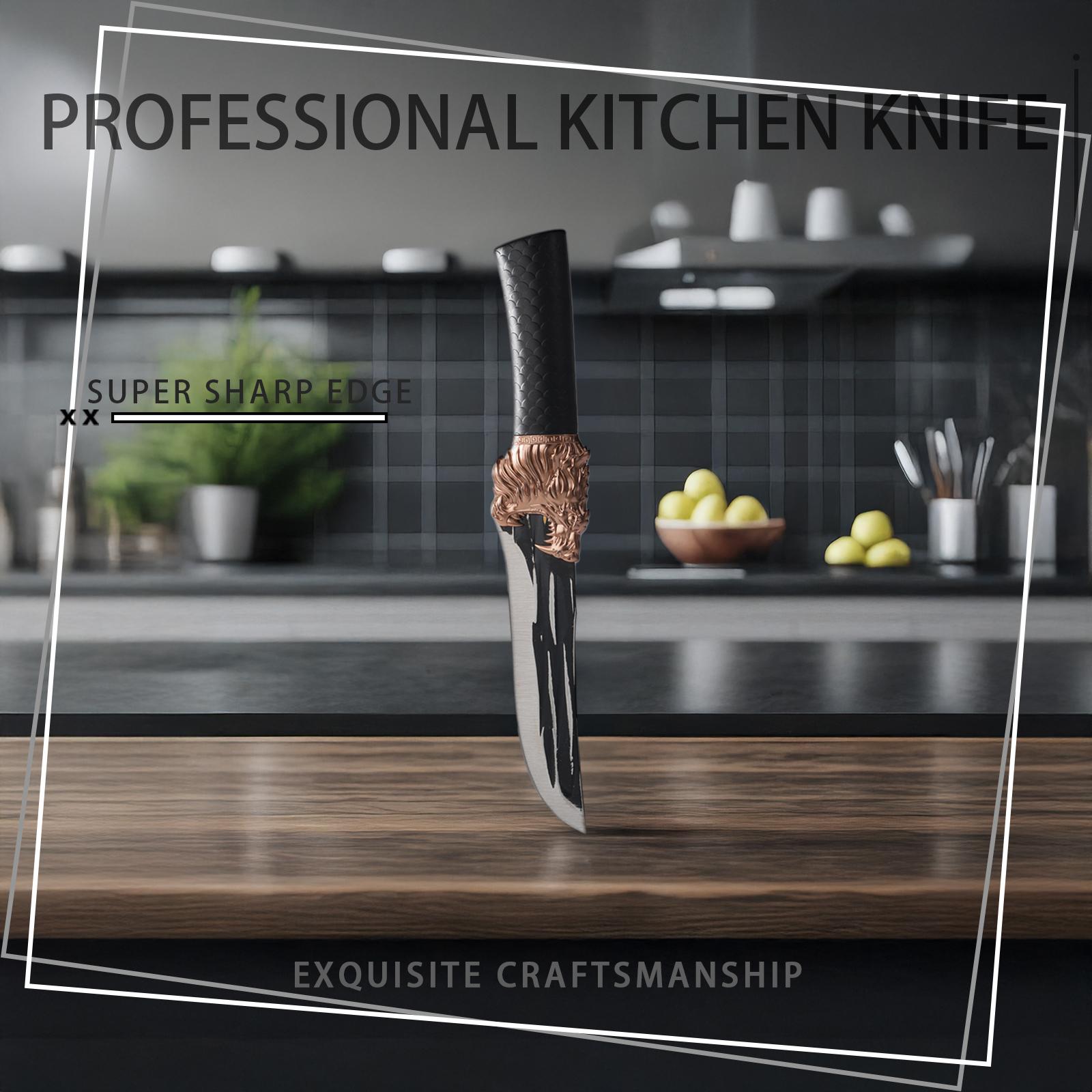 Two-piece set Multi-purpose knife Tap design With sheath Meat cleaver Vegetable knife Boning knife Fruit knife Steak knife Outdoor camping knife Premium steel Easy to carry