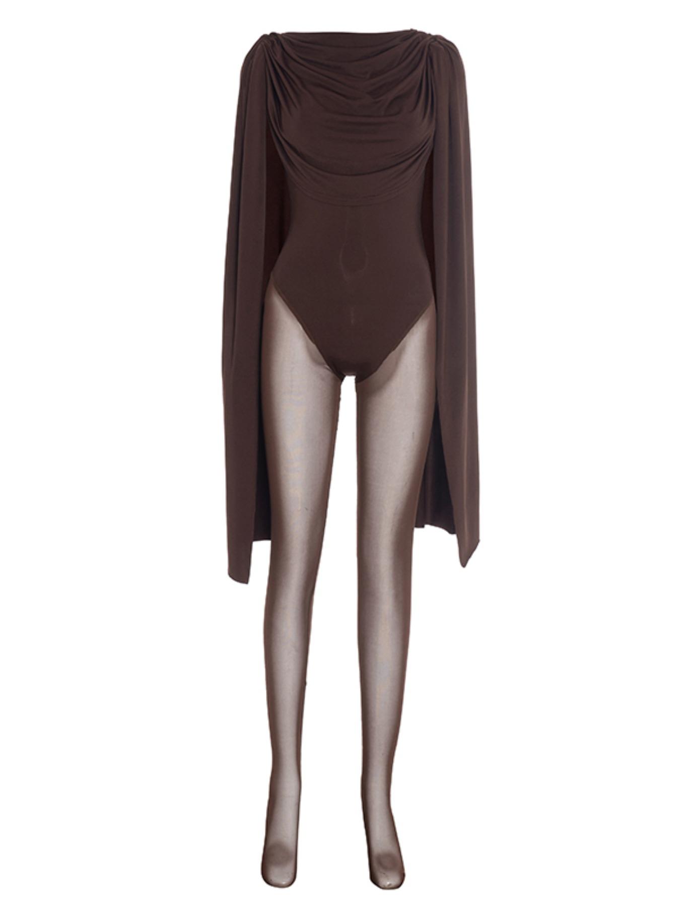 Women's Fashion Mesh Jumpsuit with Trendy Collar and Tie Design, Versatile for Single Wear & Layering, All-Season Comfortable